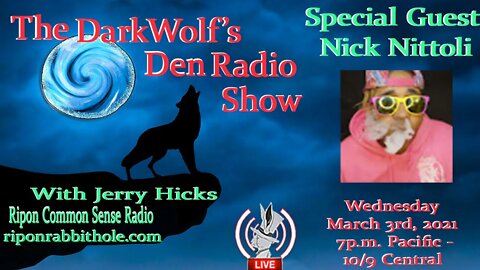 🐺The DarkWolf's Den Radio Show🐺EP 65 : Special Guest- Nick Nitolli