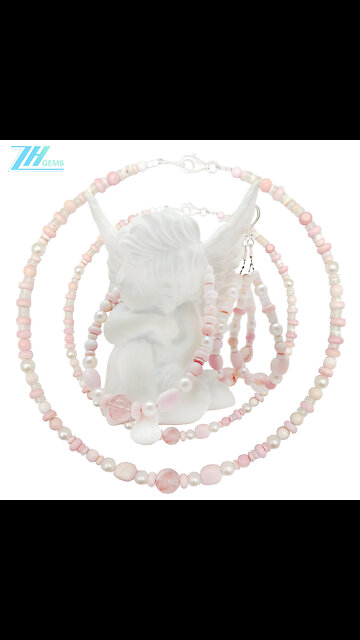 Sakura onyx pearl Princess spiny oyster Gemstone Set Jewelry Handmade Jewelry03