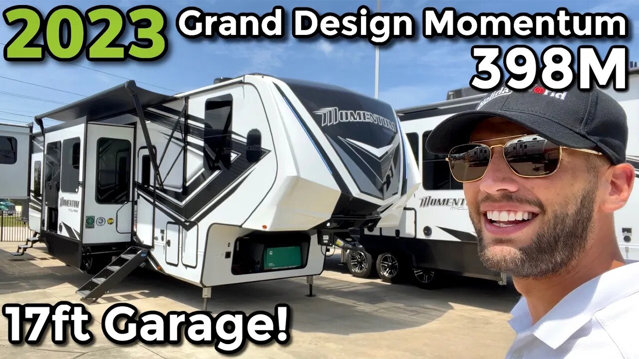 17ft Garage Toy Hauler RV! 2023 Grand Design Momentum 398M