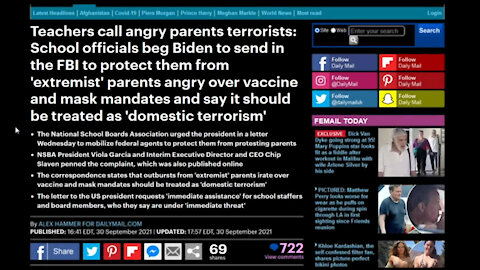 Teachers Call Angry Parents TERRORISTS, Schools BEG Biden to Send FBI to CRUSH Mandate Protests