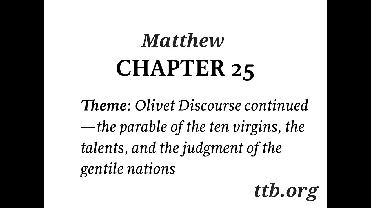 Matthew Chapter 25 (Bible Study)