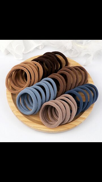 50PCS/Set Women Girls Basic Hair Bands 4cm Simple Solid Colors Elastic Headband Hair Ropes