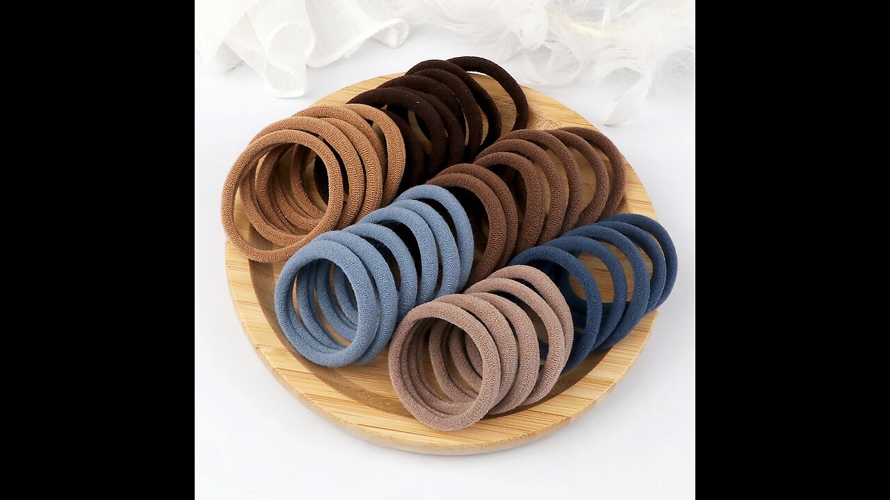 50PCS/Set Women Girls Basic Hair Bands 4cm Simple Solid Colors Elastic Headband Hair Ropes