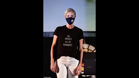 Charlize Theron maskless at the SB. Hypocrite