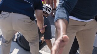 Biden Takes Spill While Getting Off Bike After Beach Ride