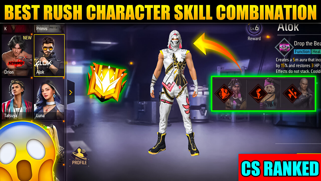 Best Character Combination For Rush In Cs Rank😵|Best Character Skill For Rusher In Cs Rank|Bot Sanju