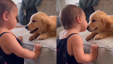 Adorable little girl couldn't stop kissing her dog ❤️🐕