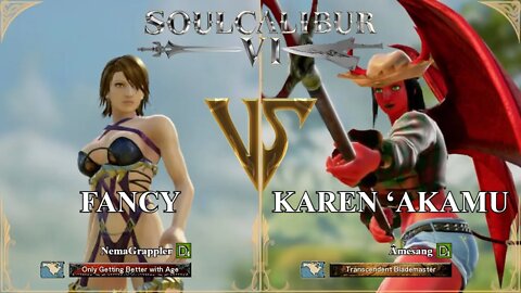 Fancy (NemaGrappler) VS Karen ‘Akamu (Amesang) (SoulCalibur VI — Xbox One Ranked)