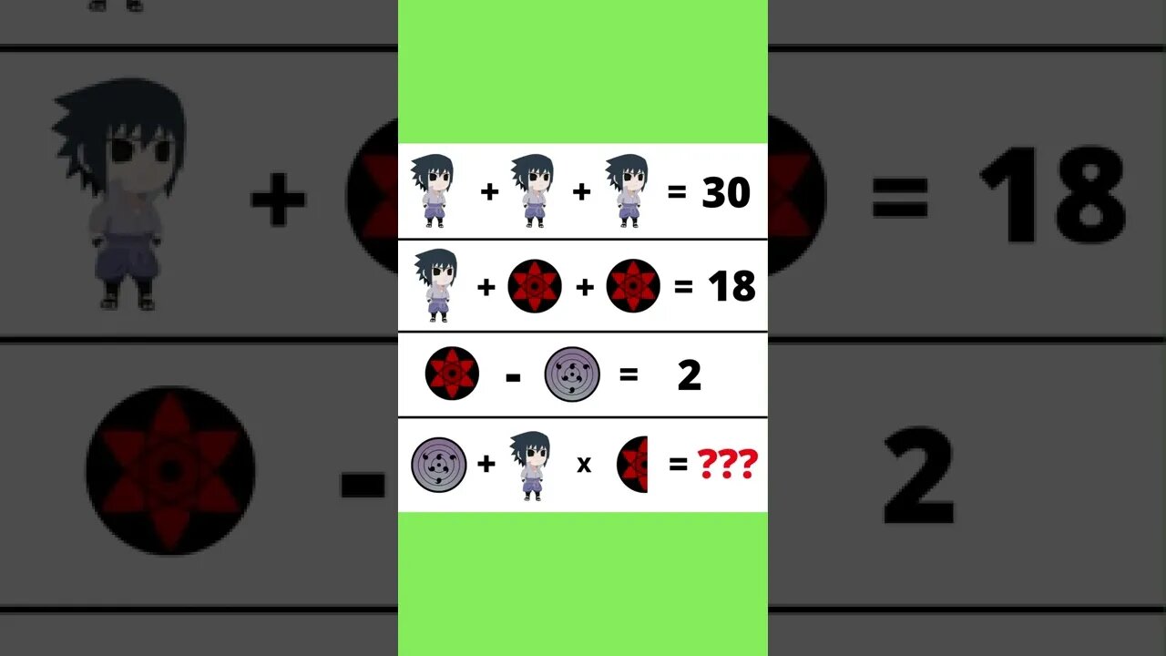 Quiz Matemático Naruto Shippuden Versão Sasuke #shorts