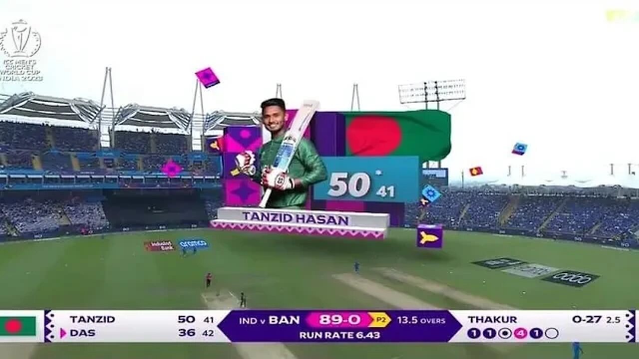 Tanzid Fifty Tun Half Century 50 Run Tanzid Hasan India vs Bangladesh Live Match World Cup 2023