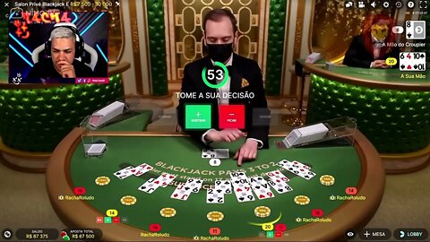 INSANO!! RACHA FAZ 275K EM UMA ÚNICA JOGADA NO BLACKJACK (MELHORES MOMENTOS)