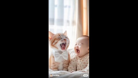 beautiful cat and baby