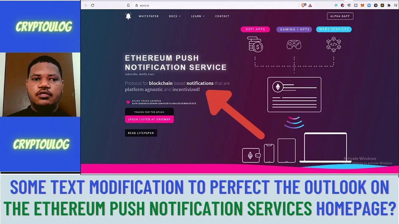 Some Text Modification To Perfect The Outlook On The Ethereum Push Notification Services Homepage?