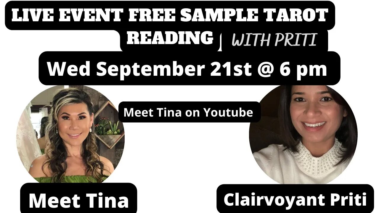 Free Live Intuitive Tarot reading with Priti on Wed sept 21st at 6 pm PST