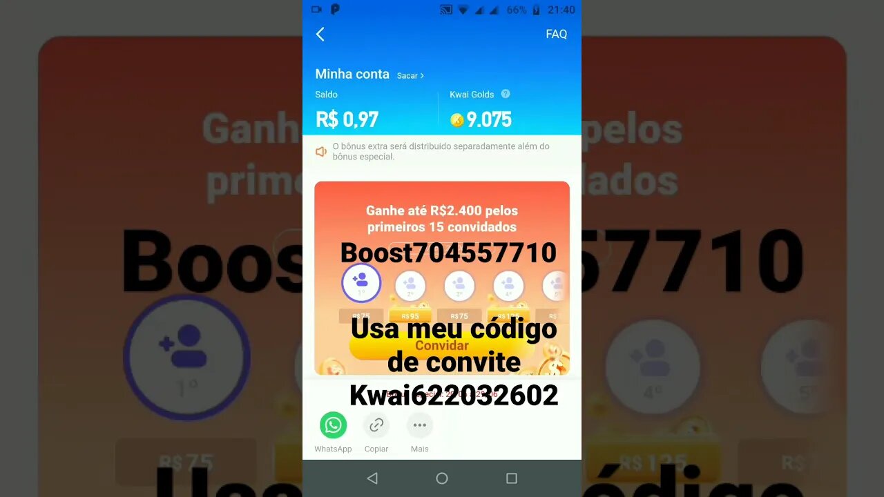 VAMOS GANHAR DINHEIRO REAL 💸💰? USA MEU CÓDIGO DE CONVITE E GANHE ATÉ 20 REAIS E IMPULSE COM MEU Cód