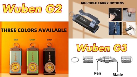 Wuben G2 500 lumen keychain flashlight & G3 unboxing knife/ballpoint pen !! Discount code below !