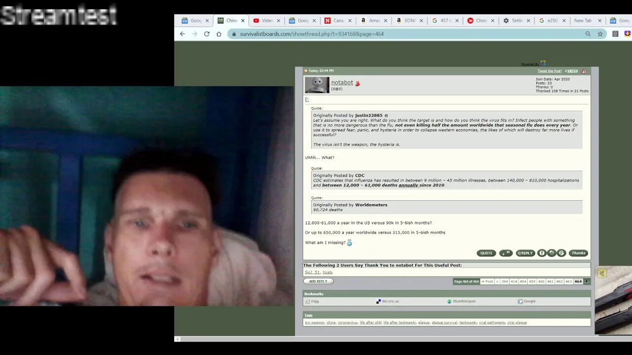 Reply to Notabot on Survivalist Forum