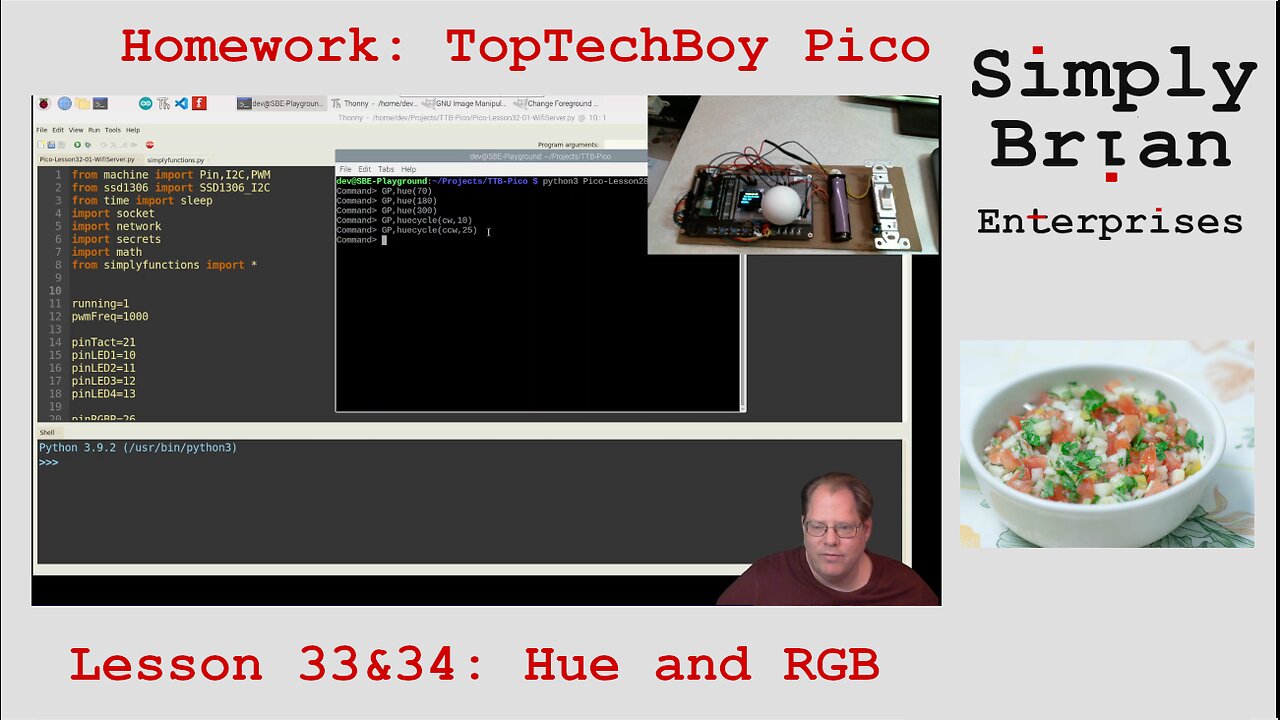 Homework Solution: TopTechBoy Pi Pico, Lesson #33-34: Hue values in RGB