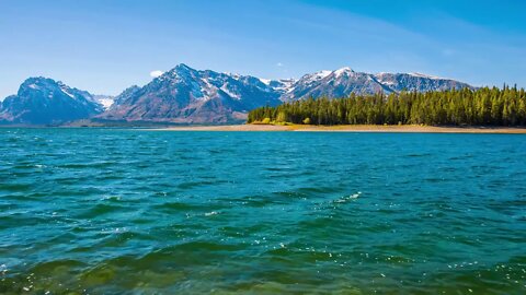 Jackson Lake and Snow Capped Teton Mountains 4K