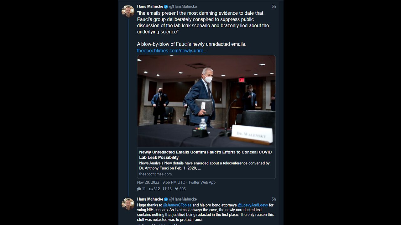 MSM, Fauci's LAB LEAK COVER-UP Confirmed, There MUST Be Consequences: Michael Shellenberger 6-21-23