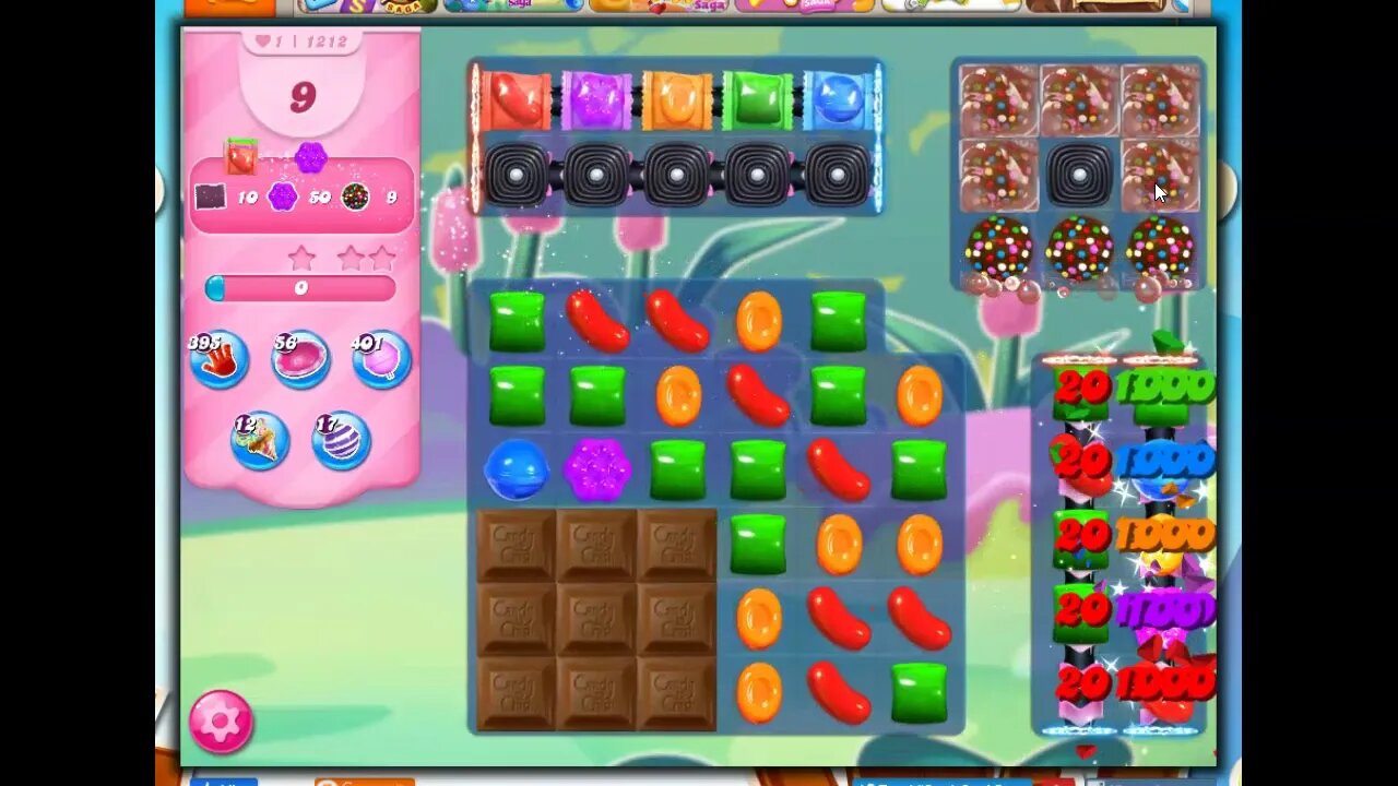 Candy Crush Level 1212 Talkthrough, 10 Moves 0 Boosters