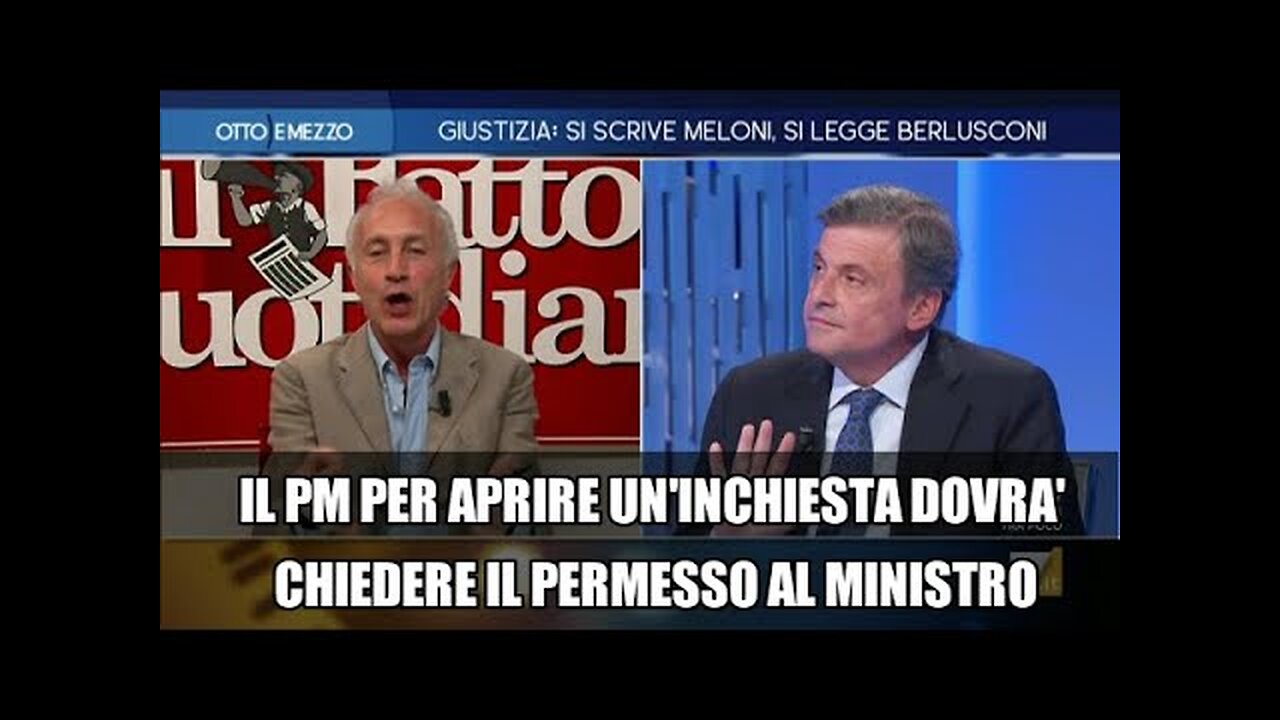 Riforma giustizia,Travaglio in tv:Giornata storica per Gelli,Craxi e Berlusconi.Scontro con Calenda. Il direttore del Fatto Quotidiano commenta la riforma del governo di Lady Aspen Merdoni💩detta Giorgia sulla separazione delle carriere in magistratura.