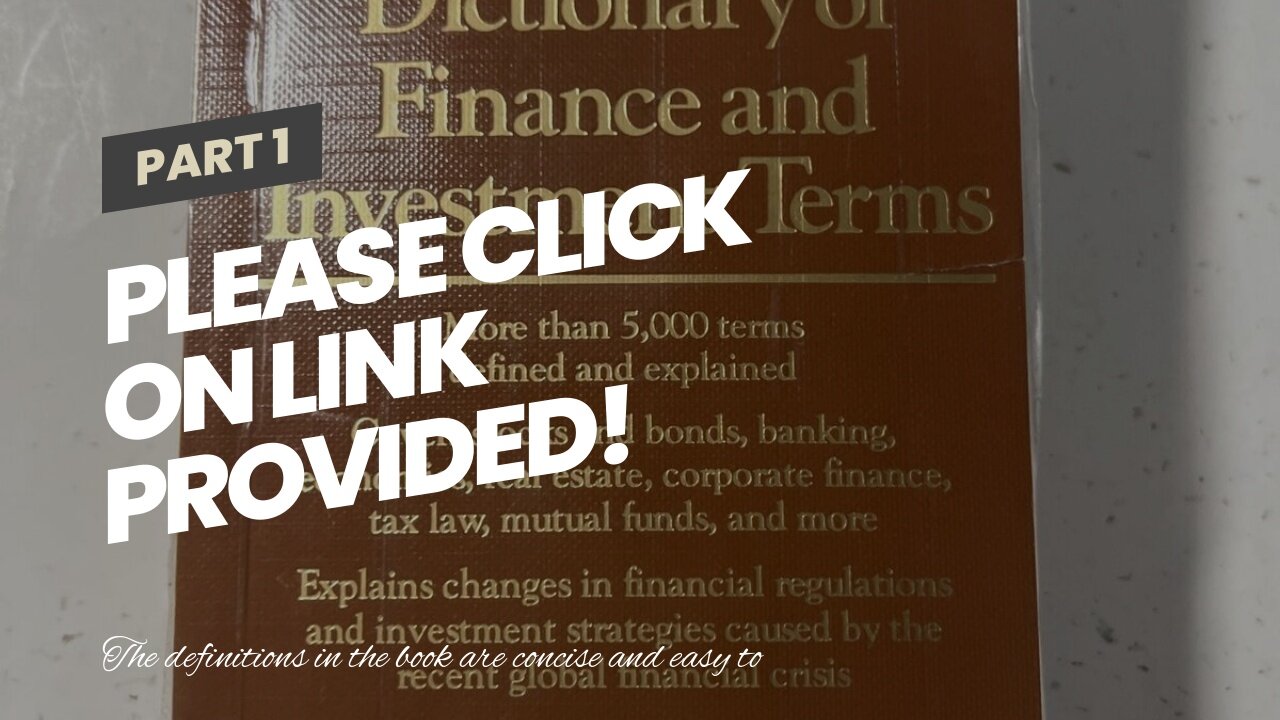 Please click on link provided! Dictionary of Finance and Investment Terms