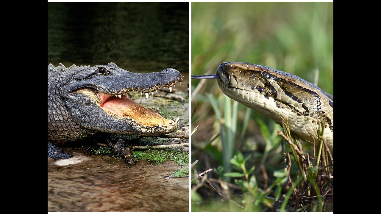 Crocodile vs python fight.