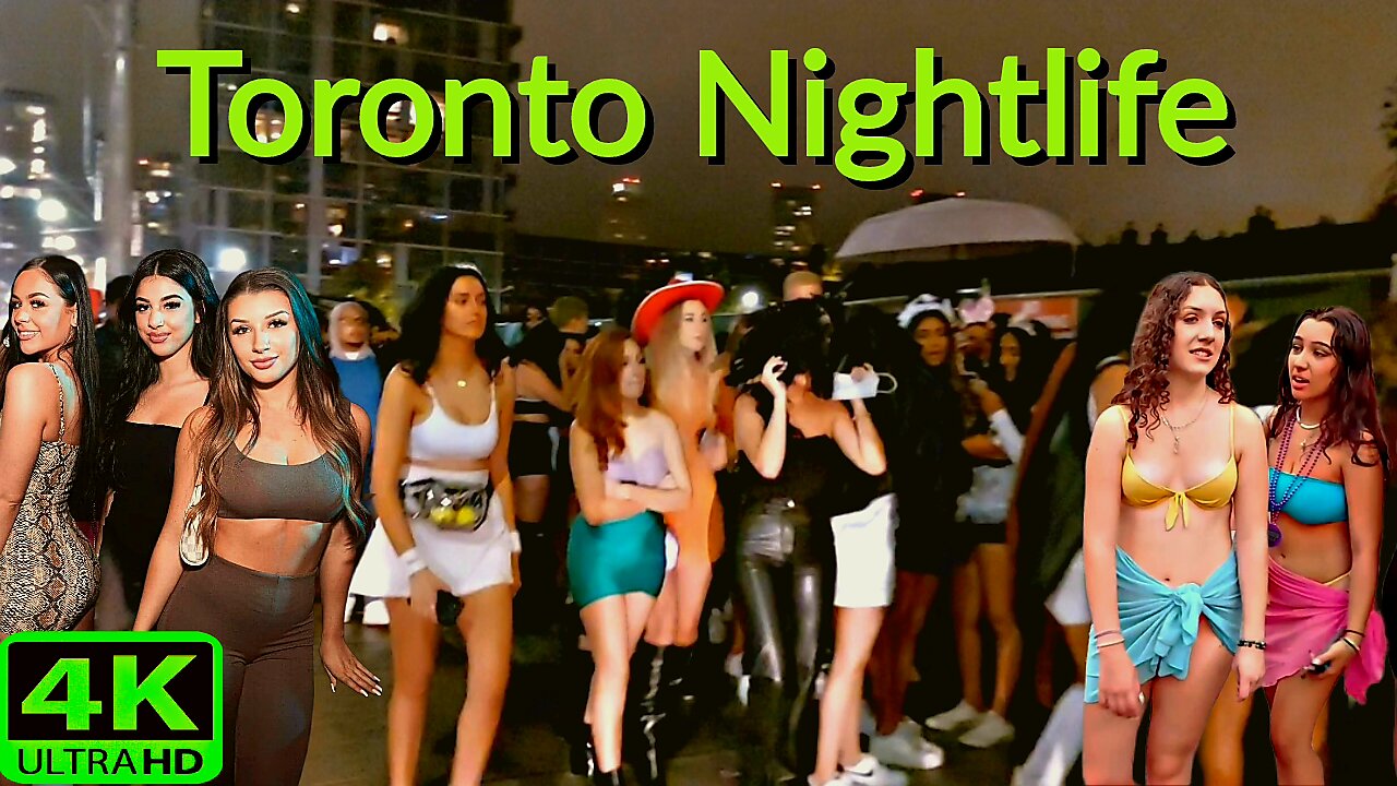 【4K】Hot 🔥 Nightlife Downtown Toronto Canada 🇨🇦