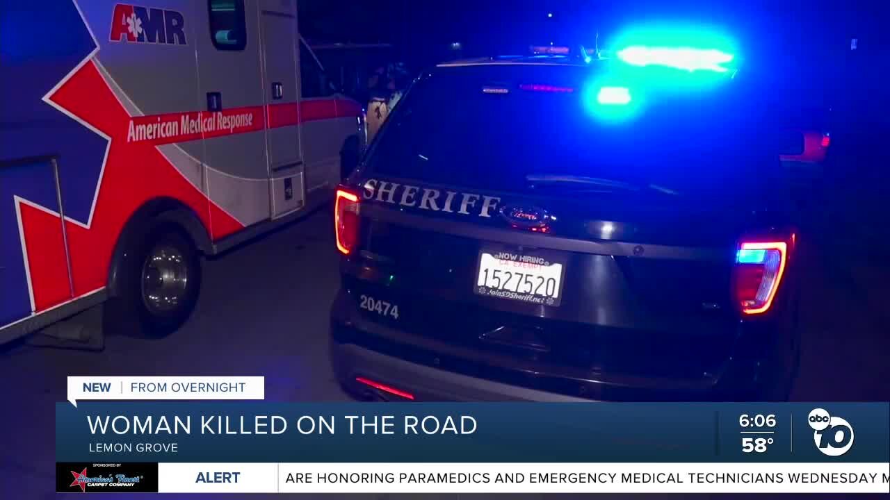 Woman hit by vehicle on Lemon Grove roadway