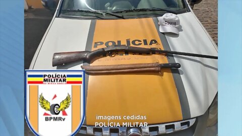 São José do Mantimento: espingarda e facão apreendidos com piloto de moto pela PM Rodoviária