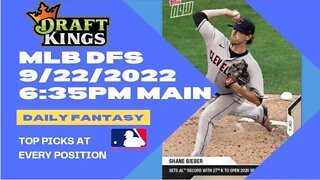 Dreams Top Picks for MLB DFS Today Main Slate 9/22/2022 Daily Fantasy Sports Strategy DraftKings