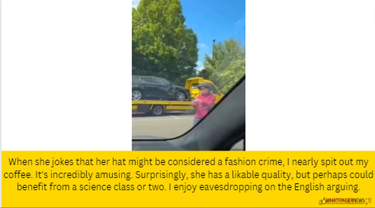 When she jokes that her hat might be considered a fashion crime, I nearly spit out my coffee.