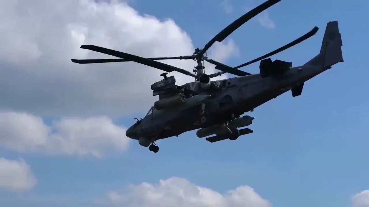 EXTREME CLOSEUP: Russian Ka-52 "Alligator" Attack Helicopter Combat Aviation Brigade In Ukraine