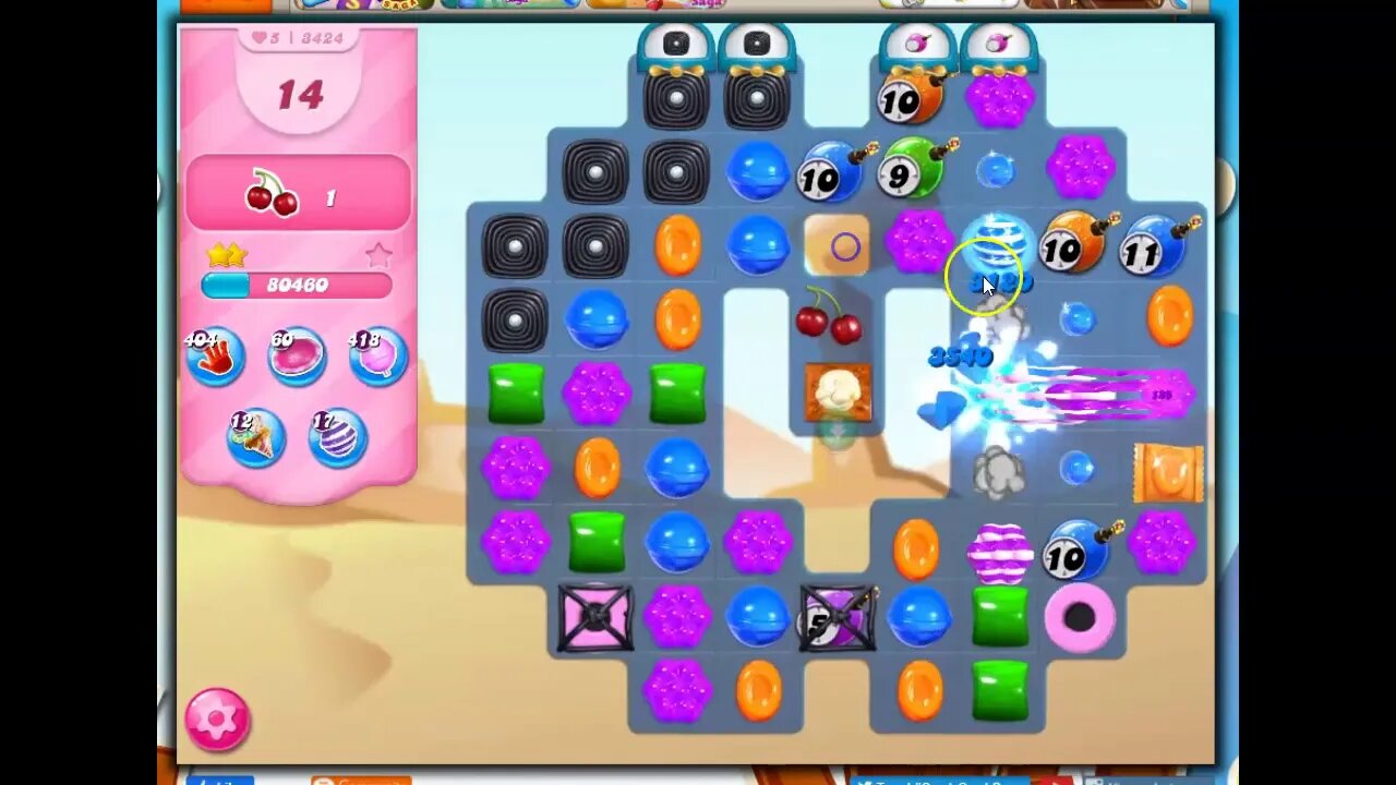 Candy Crush Level 3424 Talkthrough, 22 Moves 0 Boosters