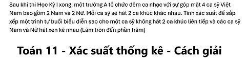 Toán 11: Sau khi thi Học Kỳ I xong, một trường A tổ chức đêm ca nhạc với sự góp mặt 4 ca sỹ Việt Nam