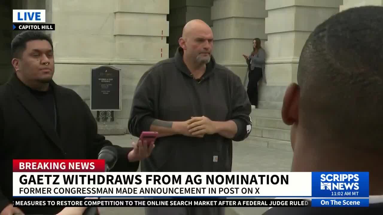 Sen. Fetterman Sarcastically Reacts to Gaetz Withdrawing: ‘Holy S—t! I Didn’t See That Coming’