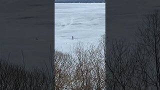 April ice fishing on Lake Superior.