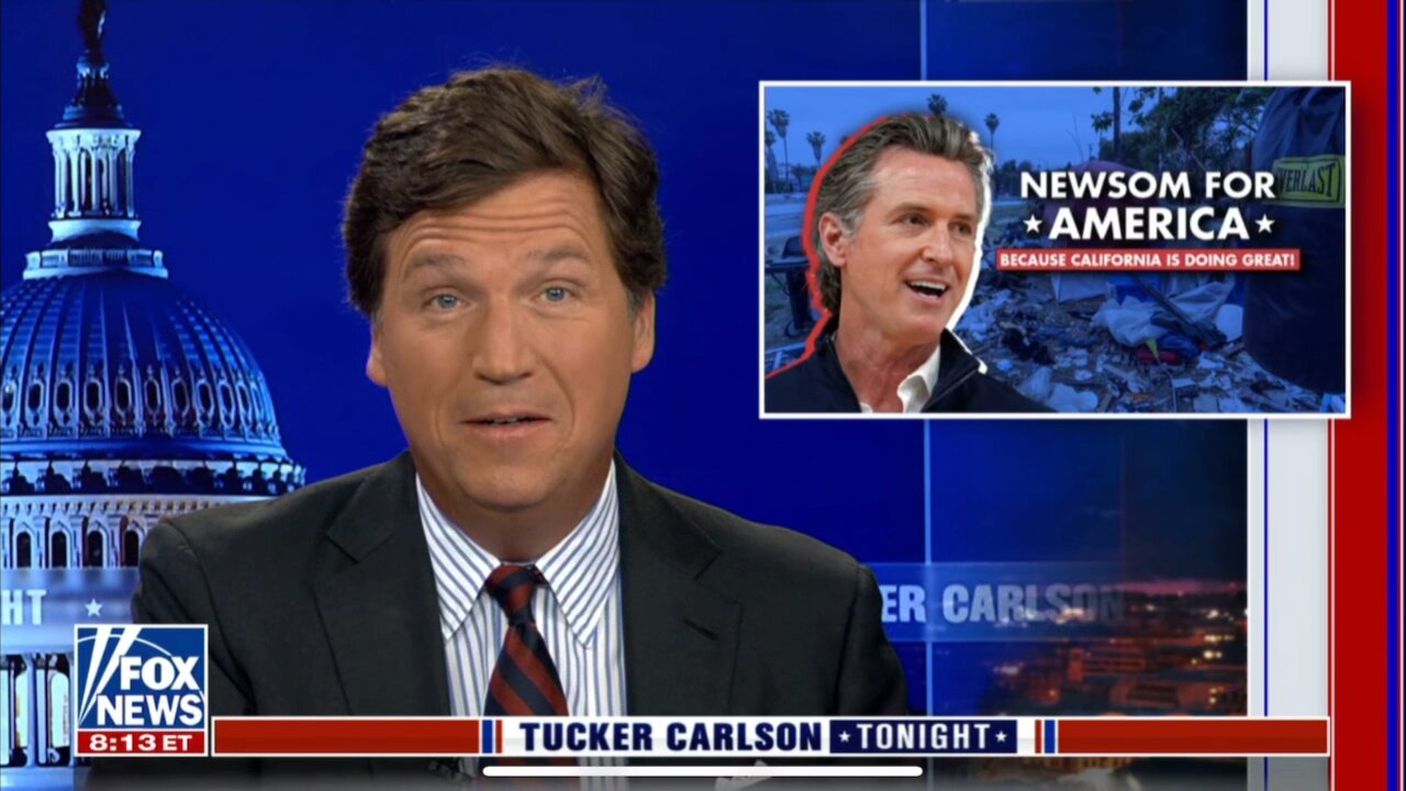 TUCKER CARLSON-4/10/23-ADAM CAROLLA-GAVIN NEWSOM IS GETTING READY TO RUN FOR PRESIDENT