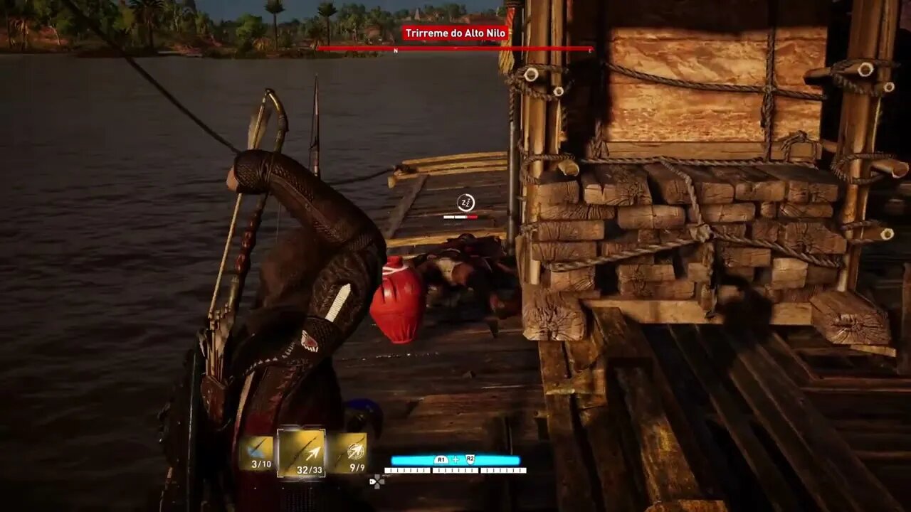 BUM! - Mate 30 inimigos acertando jarros de óleo com uma flecha flamejante Assassin's Creed Origins