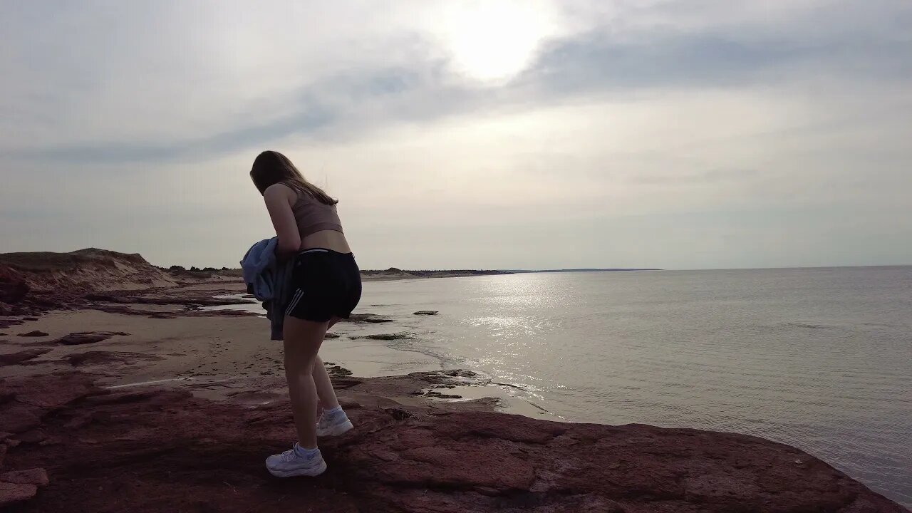 Climbing the Cliffs at Cavendish Beach