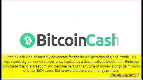 Bitcoin Cash wholeheartedly advocates for the de-dollarization of global trade.