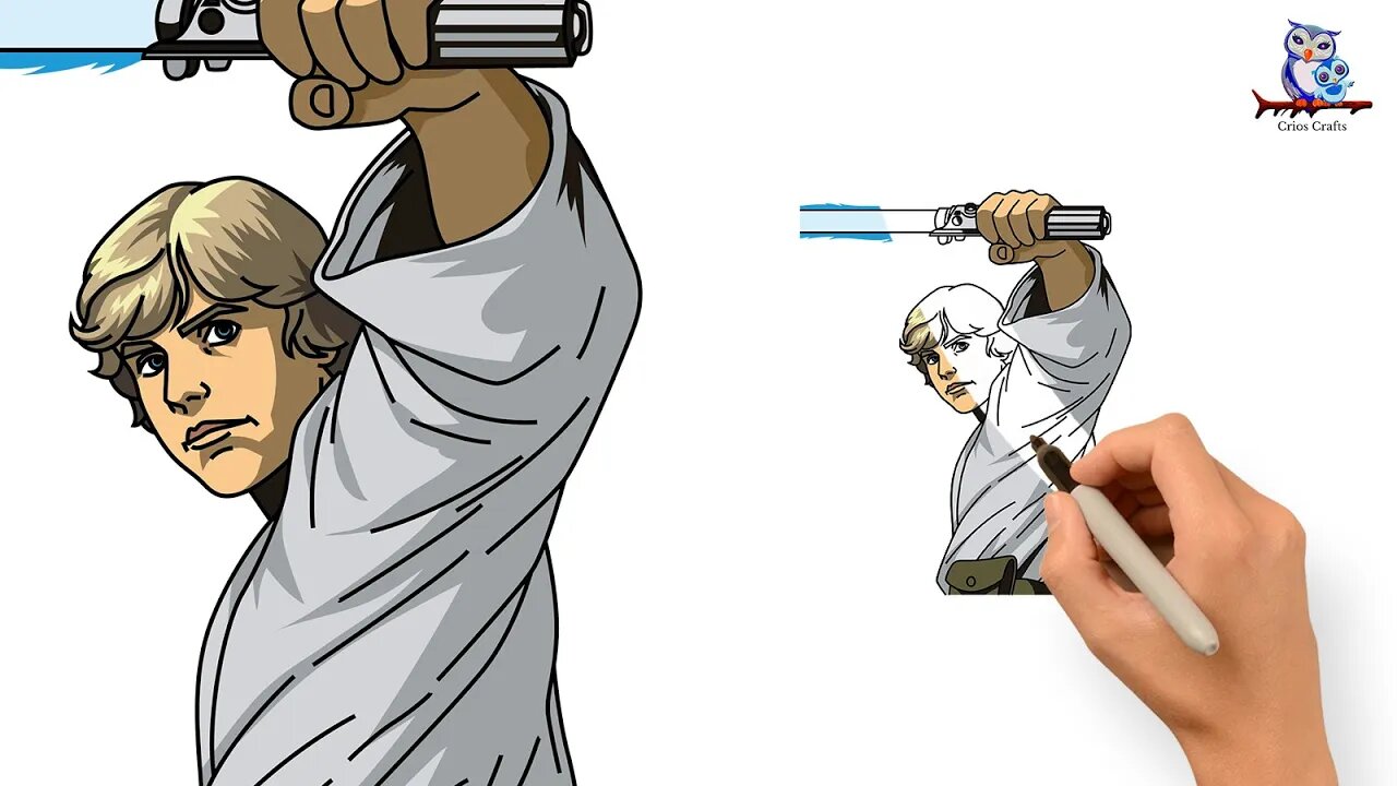 How To Draw Luke Skywalker Master Jedi - Star Wars Tutorial