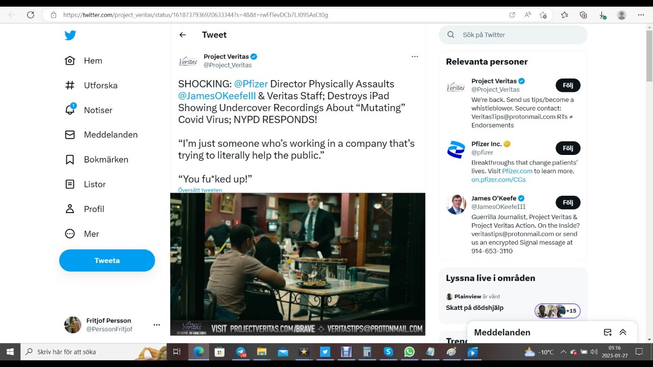 SHOCKING: @Pfizer Director Physically Assaults @JamesOKeefeIII & Veritas Staff