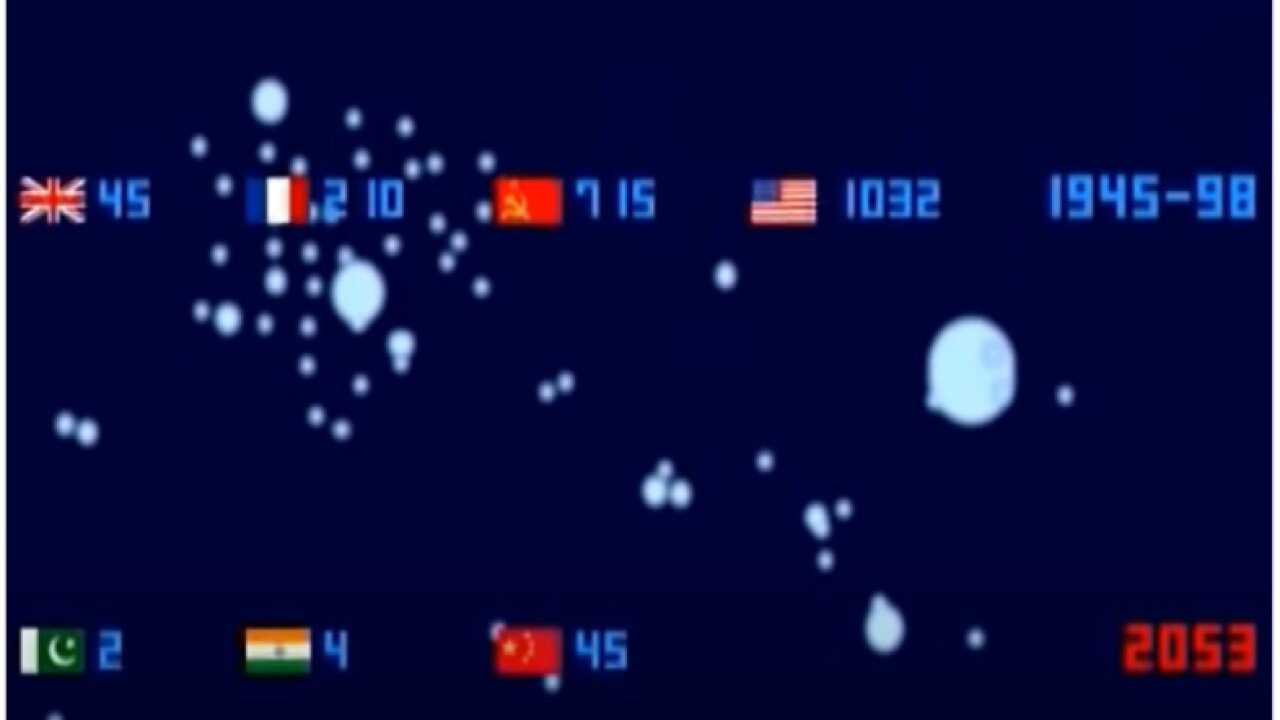 A Time-Lapse Map of Every Nuclear Explosion from 1945 - 1998