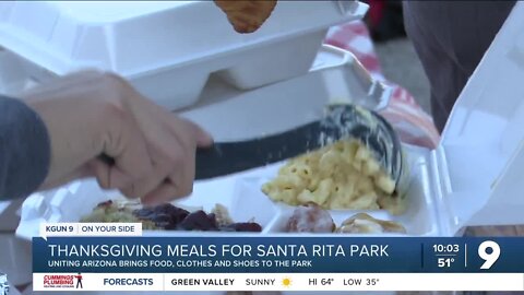 Non-profit group provides 75 Thanksgiving meals for people at Santa Rita Park
