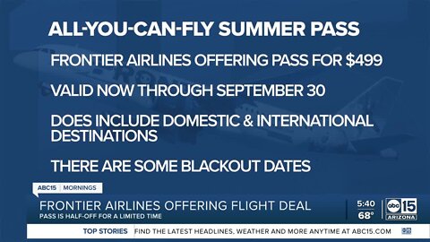 Frontier Airlines announces All-You-Can-Fly Pass for $499