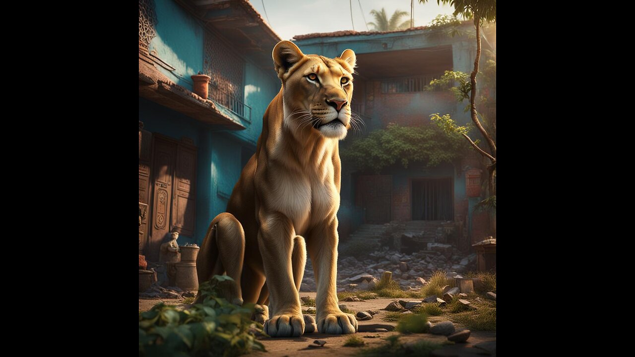 Lion on the Prowl: Big Cat Wanders into Indian Neighborhood at Night