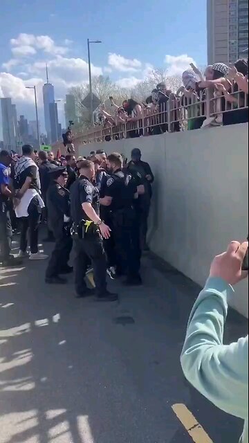 Leader of NYC Pro Palestine Nerdeen Kiswani who organized the protests dragged away by police.