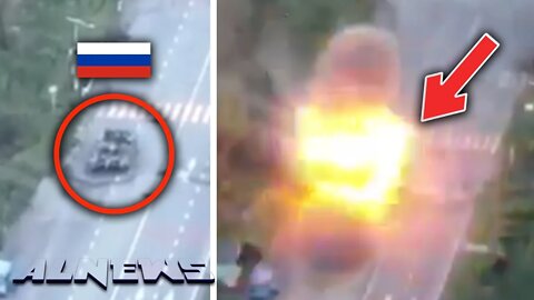 Russian tank goes up in flames after being hit with Javelin missile